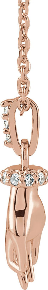 14K Gold Round Natural Diamond Hand of Buddha Necklace or Pendant - Rose Gold - view 2