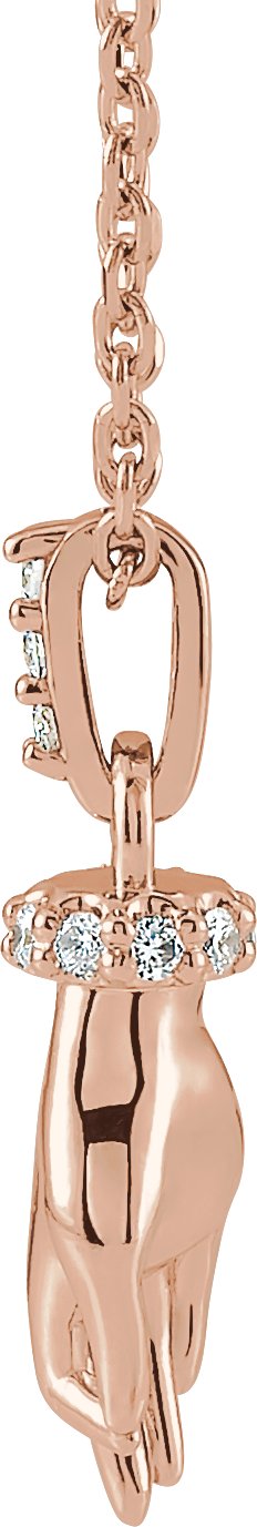 14K Gold Round Natural Diamond Hand of Buddha Necklace or Pendant - Rose Gold - view 2
