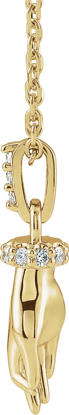 14K Gold Round Natural Diamond Hand of Buddha Necklace or Pendant - Yellow Gold - view 2