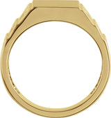 14K Gold Round Natural Diamond Geometric Signet Ring II - Yellow Gold - view 2