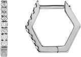 14K Gold Geometric Huggie Earrings - White Gold