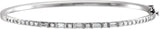 14K Gold Straight Baguette Natural Diamond Accented Bangle Bracelet - White Gold