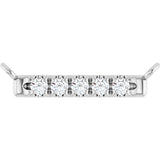 14K Gold Round Natural Diamond French-Set Bar Necklace – 1.3-1.5mm Stones - White Gold
