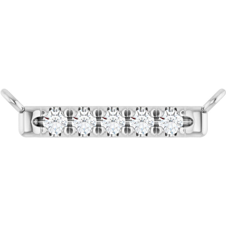Platinum Round Lab-Grown Diamond French-Set Bar Necklace – 1.3-1.5mm Stones