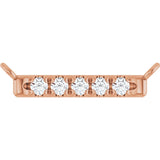 14K Gold Round Lab-Grown Diamond French-Set Bar Necklace – 1.3-1.5mm Stones - Rose Gold