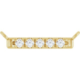 14K Gold Round Lab-Grown Diamond French-Set Bar Necklace – 1.3-1.5mm Stones - Yellow Gold