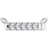 14K Gold Round Lab-Grown Diamond French-Set Bar Necklace – 1.3-1.5mm Stones - White Gold - view 2