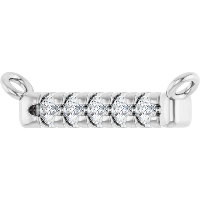 Platinum Round Lab-Grown Diamond French-Set Bar Necklace – 1.3-1.5mm Stones - view 2