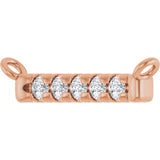 14K Gold Round Lab-Grown Diamond French-Set Bar Necklace – 1.3-1.5mm Stones - Rose Gold - view 2