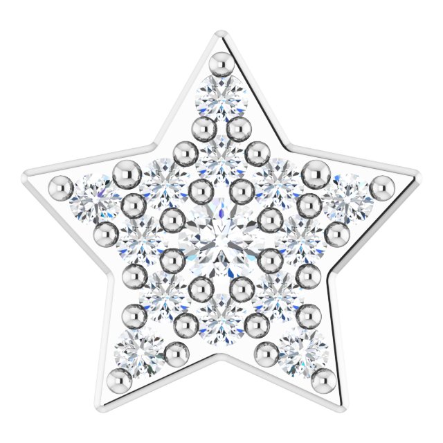 14K Gold Round Natural Diamond Star Necklace or Slide Pendant - White Gold - view 3