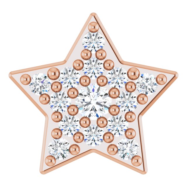 14K Gold Round Natural Diamond Star Necklace or Slide Pendant - Rose Gold - view 3