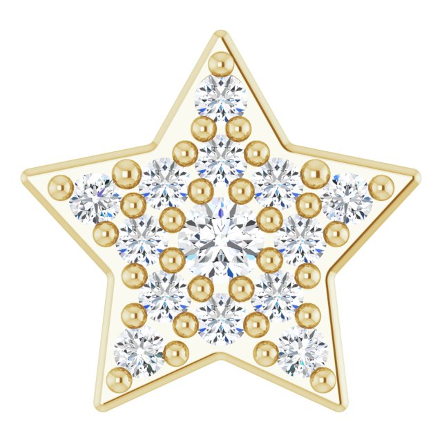 14K Gold Round Natural Diamond Star Necklace or Slide Pendant - Yellow Gold - view 3