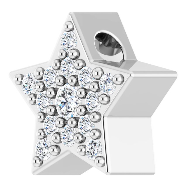 Platinum Round Natural Diamond Star Necklace or Slide Pendant - view 2