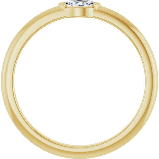 14K Gold Marquise Natural Diamond Solitaire Ring - Yellow Gold - view 2