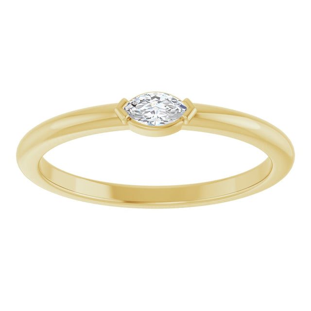 14K Gold Marquise Natural Diamond Solitaire Ring - Yellow Gold - view 3