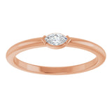14K Gold Marquise Natural Diamond Solitaire Ring - Rose Gold - view 3