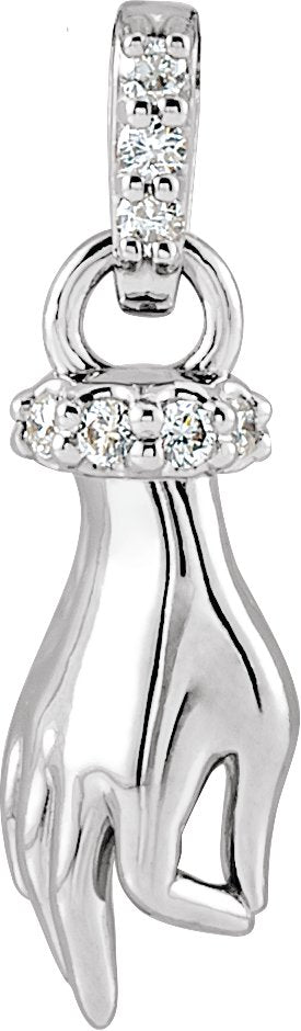 Platinum Round Natural Diamond Hand of Buddha Necklace or Pendant