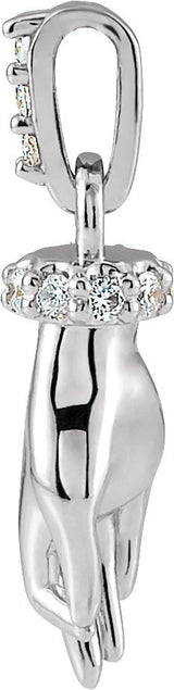 Platinum Round Natural Diamond Hand of Buddha Necklace or Pendant - view 2
