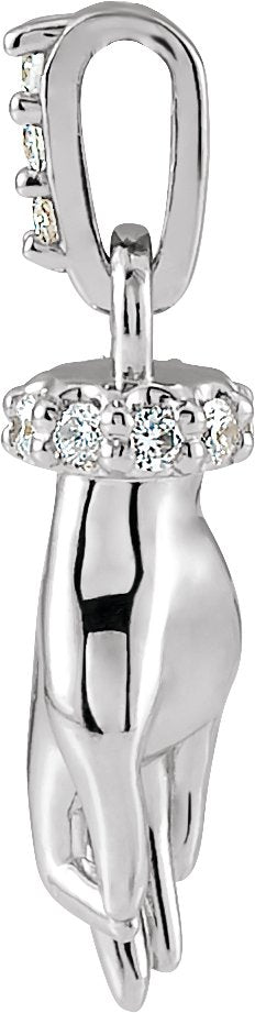 Platinum Round Natural Diamond Hand of Buddha Necklace or Pendant - view 2