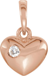 14K Gold Engravable Heart Pendant - Rose Gold