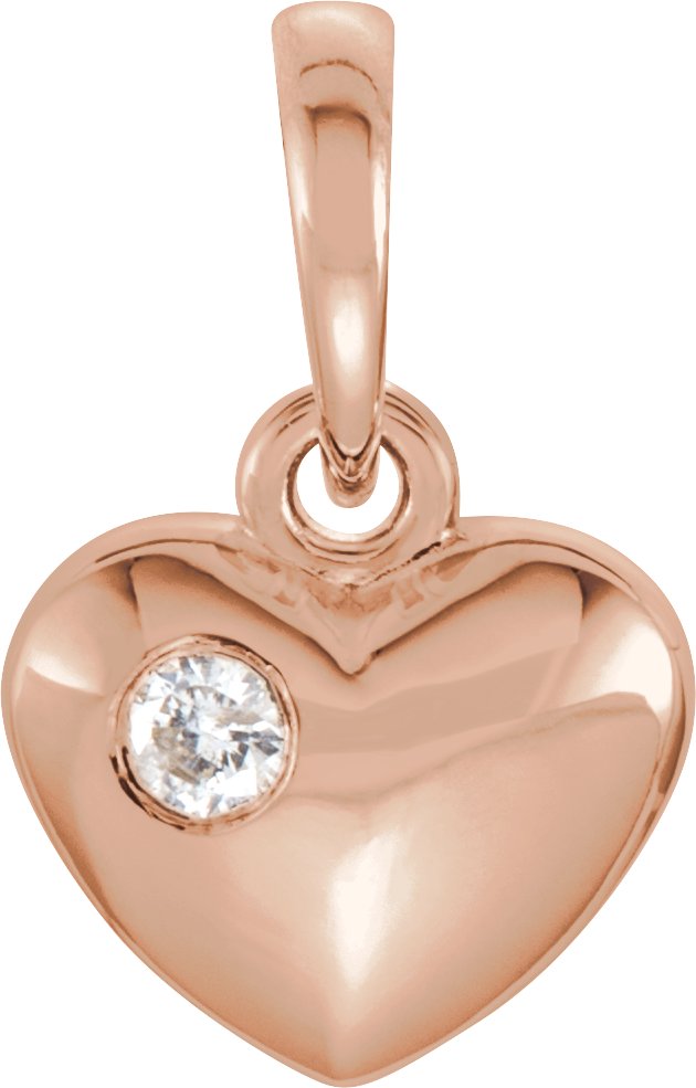 14K Gold Engravable Heart Pendant - Rose Gold