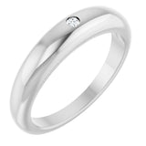 14K Gold Round Natural Diamond Petite Dome Ring - White Gold