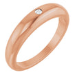 14K Gold Round Natural Diamond Petite Dome Ring - Rose Gold