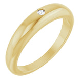 14K Gold Round Natural Diamond Petite Dome Ring - Yellow Gold