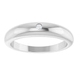 14K Gold Round Natural Diamond Petite Dome Ring - White Gold - view 3