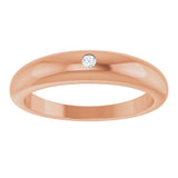14K Gold Round Natural Diamond Petite Dome Ring - Rose Gold - view 3