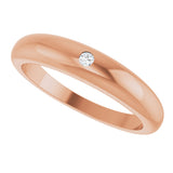 14K Gold Round Natural Diamond Petite Dome Ring - Rose Gold - view 5