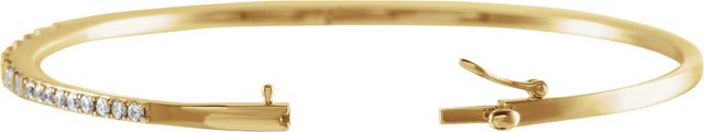 14K Gold Straight Baguette Natural Diamond Accented Bangle Bracelet - Yellow Gold - view 2