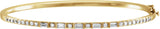 14K Gold Straight Baguette Natural Diamond Accented Bangle Bracelet - Yellow Gold