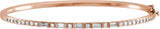 14K Gold Straight Baguette Natural Diamond Accented Bangle Bracelet - Rose Gold