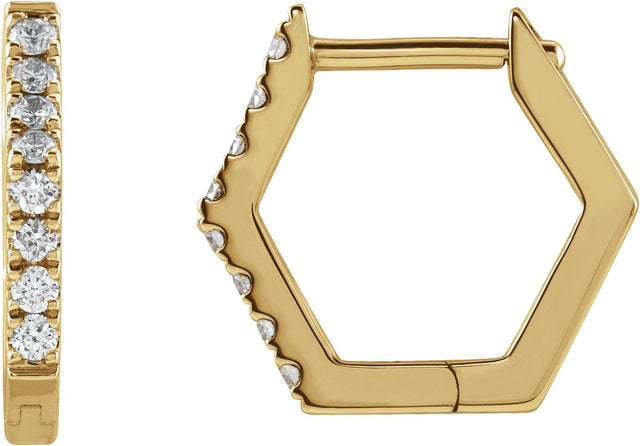 14K Gold Geometric Huggie Earrings - Yellow Gold