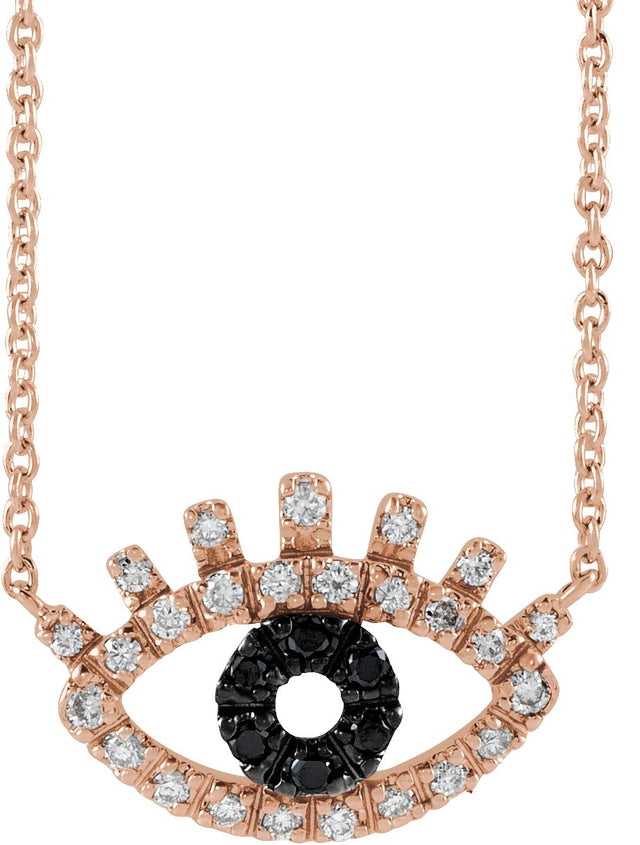 14K Gold Evil Eye Necklace - Rose Gold