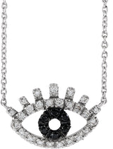 14K Gold Evil Eye Necklace - White Gold