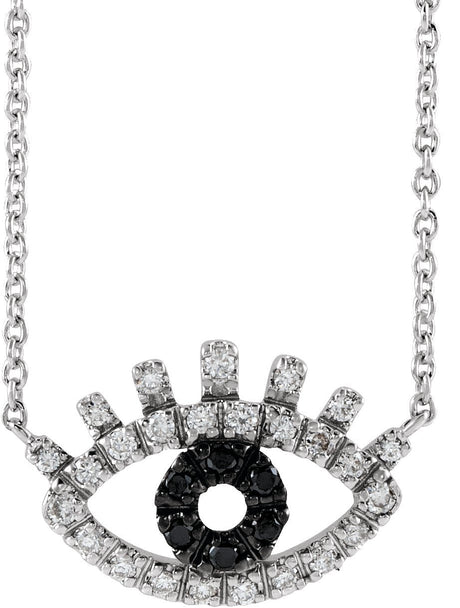 14K Gold Evil Eye Necklace - White Gold