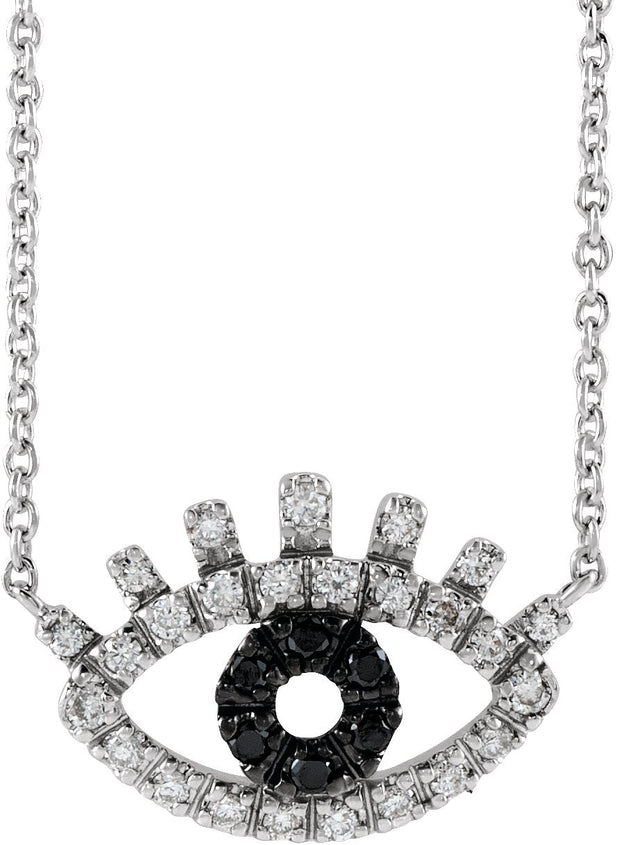 14K Gold Evil Eye Necklace - White Gold