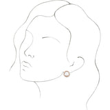 14K Gold Round Natural Diamond Accented Circle Earrings – 1.8mm Stones - Rose Gold - view 3