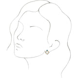 14K Gold Square Natural Aquamarine Accented Geometric Earrings - Yellow Gold - view 2