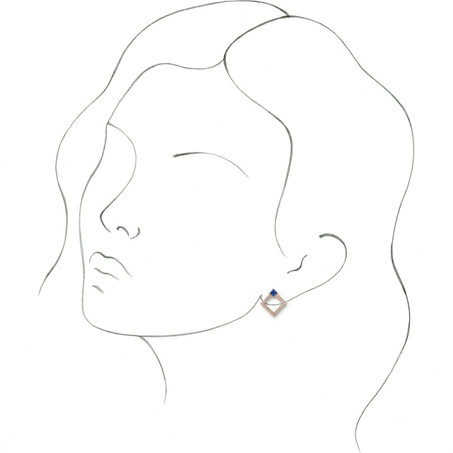 14K Gold Square Natural Tanzanite Accented Geometric Earrings - Rose Gold - view 3