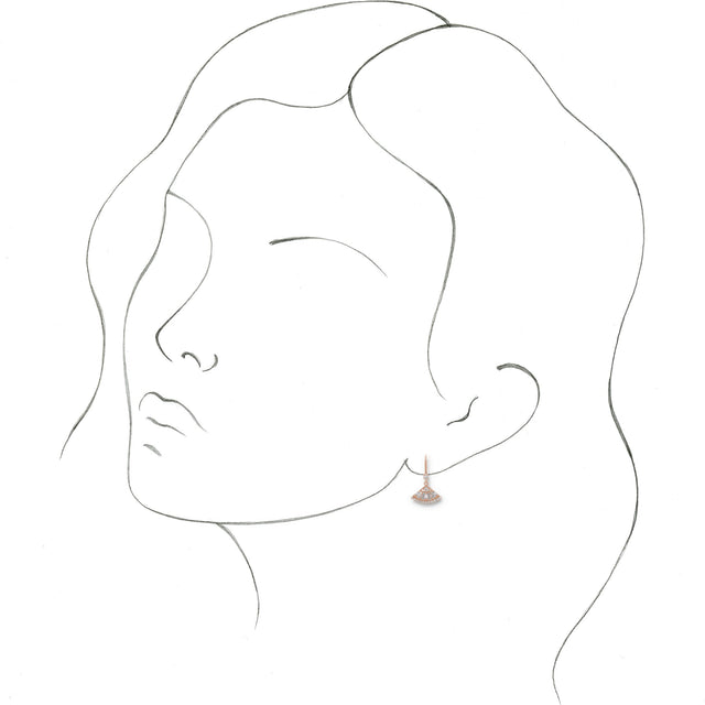 14K Gold Round Natural Diamond Fan Earrings - Rose Gold - view 3