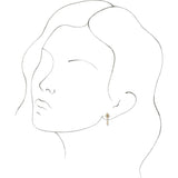 14K Gold Round Natural Diamond Accented Bezel-Set J-Hoop Earrings - Yellow Gold - view 3