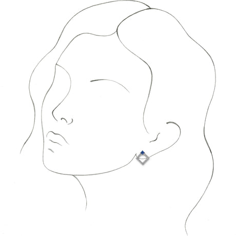 Platinum Square Natural Tanzanite Accented Geometric Earrings - view 2