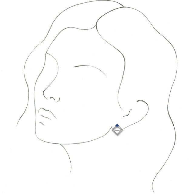 Platinum Square Natural Tanzanite Accented Geometric Earrings - view 2