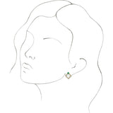 14K Gold Square Natural Emerald Accented Geometric Earrings - Yellow Gold - view 3