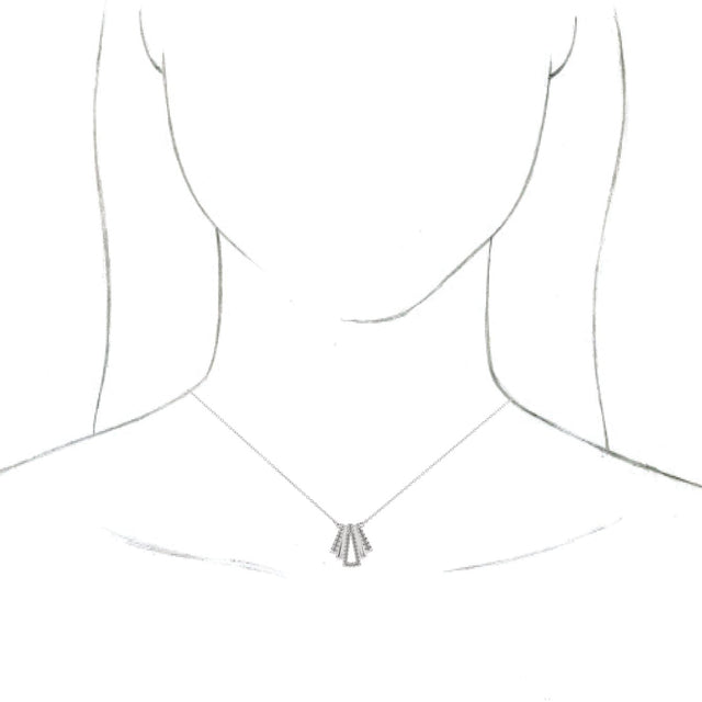 14K Gold Round Natural Diamond Accented Art Deco Necklace - White Gold - view 3