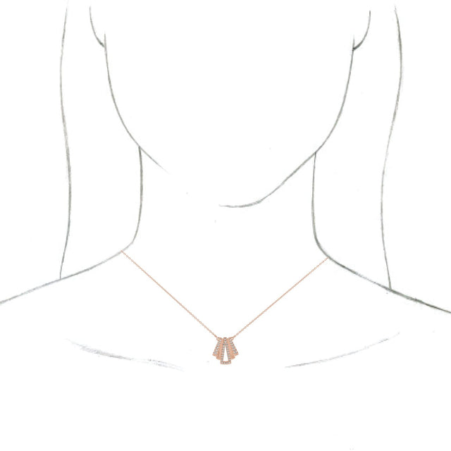 14K Gold Round Natural Diamond Accented Art Deco Necklace - Rose Gold - view 3
