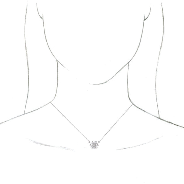 14K Gold Round Natural Diamond Vintage-Inspired Necklace - White Gold - view 3
